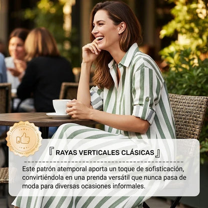 Carlota - Vestido camisero largo de rayas