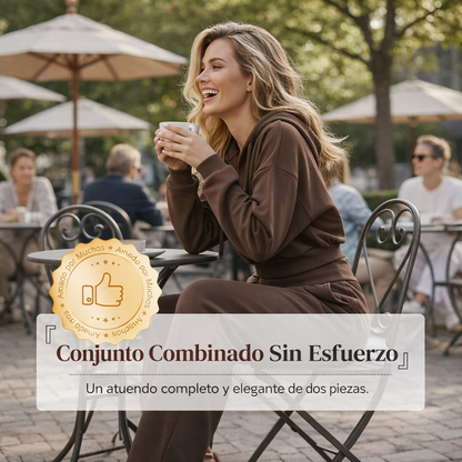 Valeria - Conjunto de sudadera corta y pantalón ancho