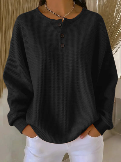 Mirabel | Sudadera Henley de tejido de panal