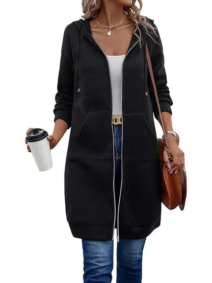 Mariona – Sudadera larga con capucha y cremallera