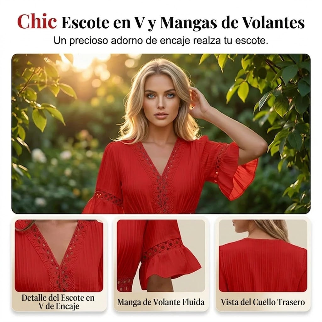 Clara – Vestido de verano cómodo con detalles de encaje