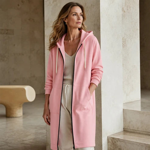 Mariona – Sudadera larga con capucha y cremallera