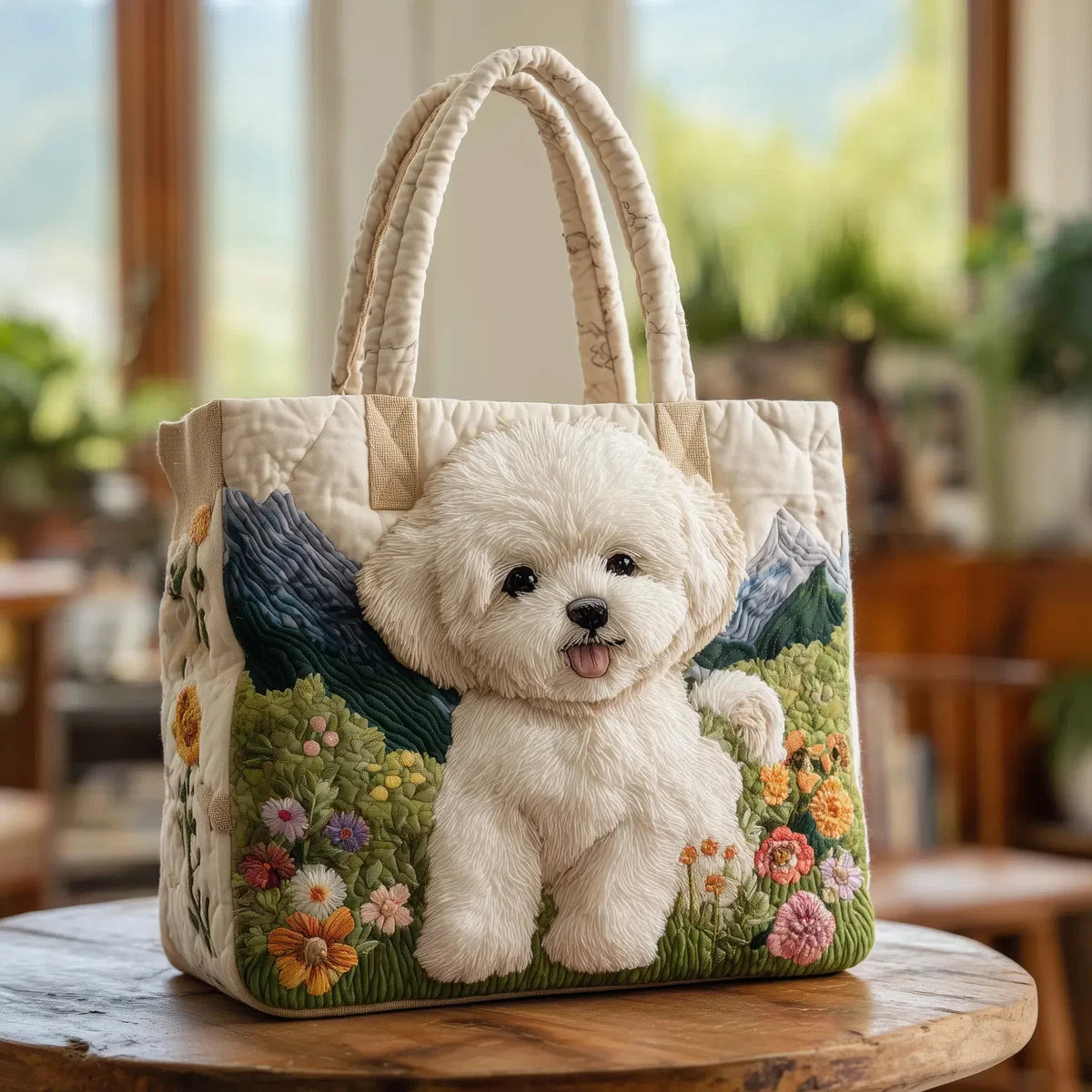 Bolso artesanal acolchado - Perro encantado