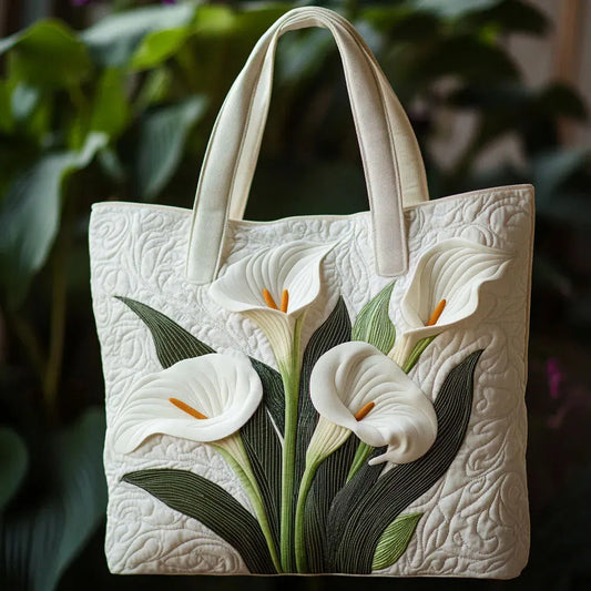 Bolso artesanal acolchado - Girasoles blancos
