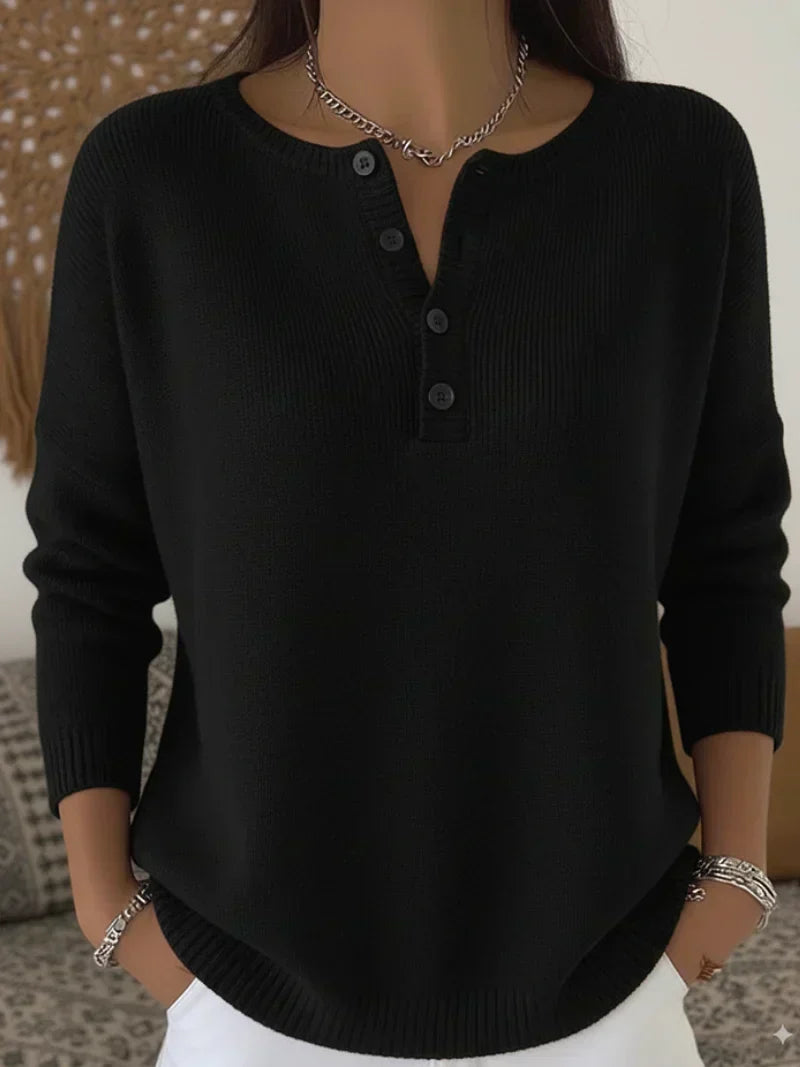 Elena | Jersey de punto con cuello Henley y botones