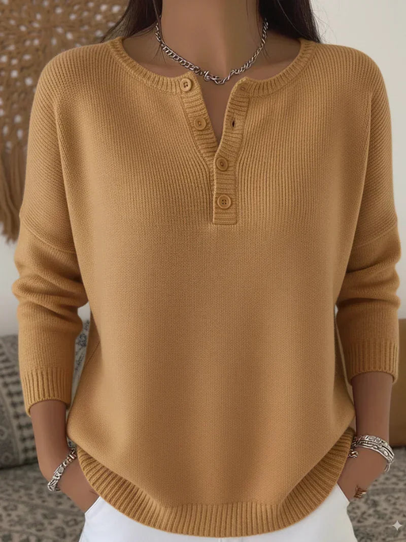 Elena | Jersey de punto con cuello Henley y botones
