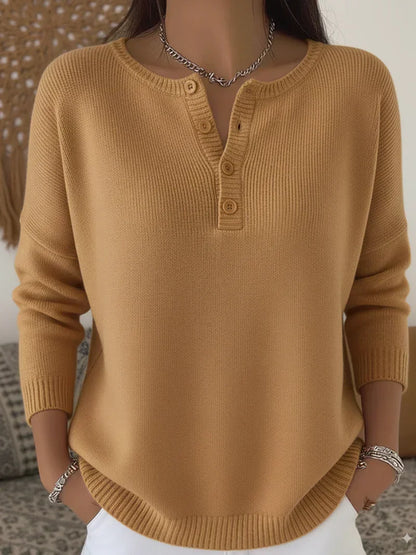 Elena | Jersey de punto con cuello Henley y botones