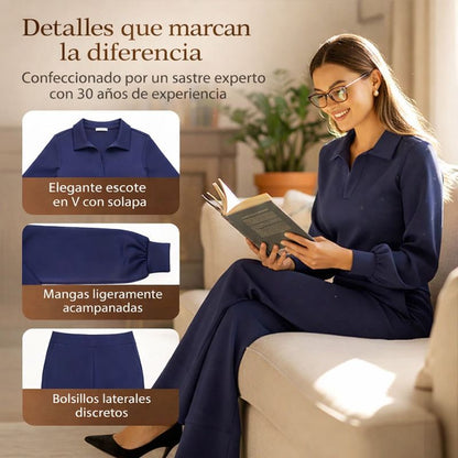 Aitana – Conjunto de top con solapa y pantalón ancho