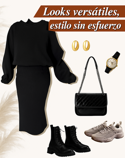 Camila - Conjunto de vestido sin mangas y jersey