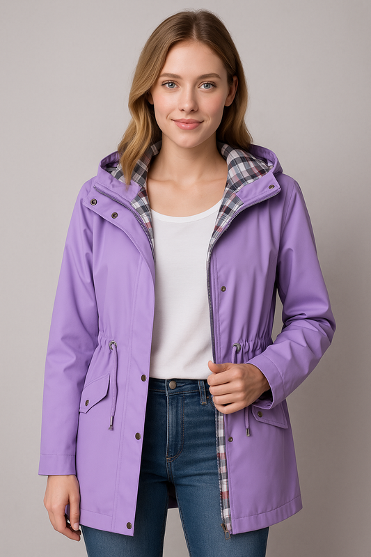 Olivia | Chaqueta impermeable con forro de cuadros