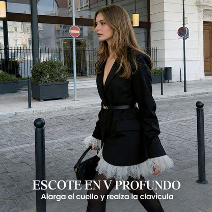 Valentina - Vestido blazer con ribete de encaje