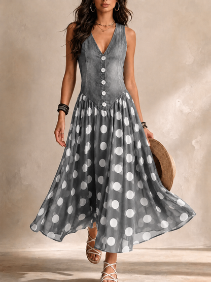 Bianca - Vestido Midi de Chiffon con Lunares