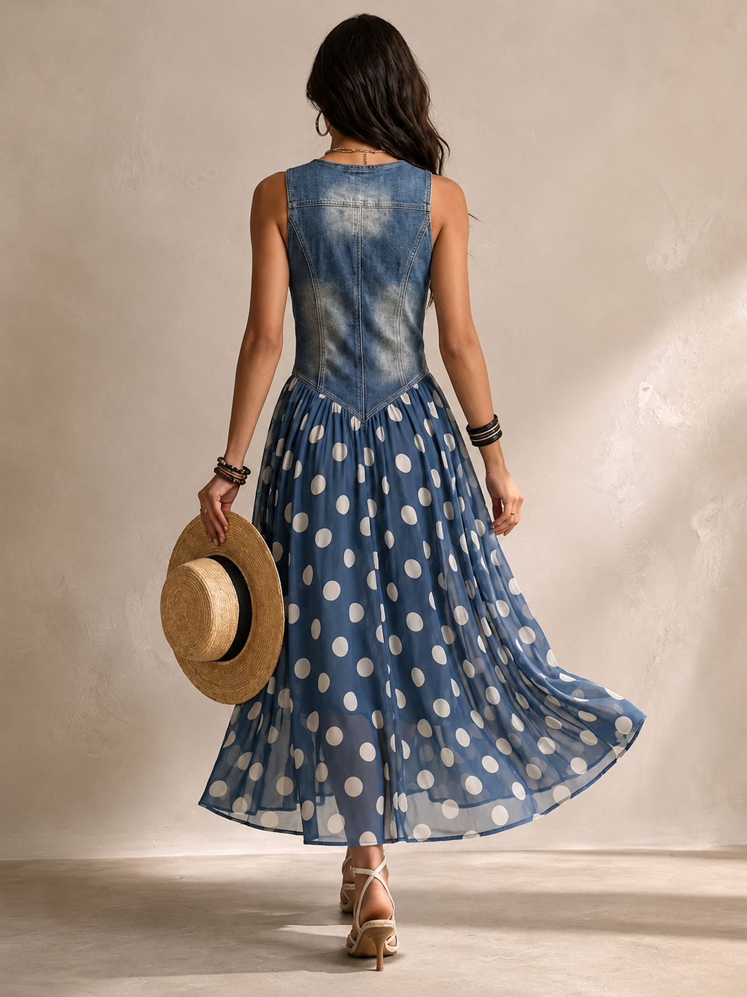 Bianca - Vestido Midi de Chiffon con Lunares