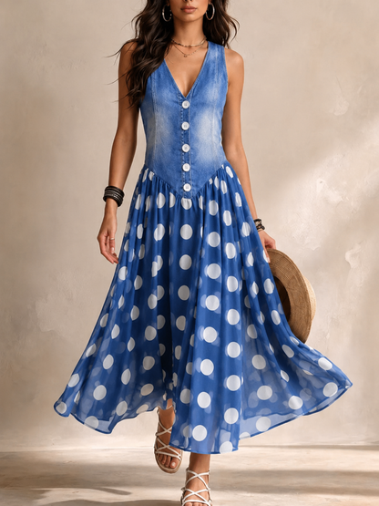 Bianca - Vestido Midi de Chiffon con Lunares