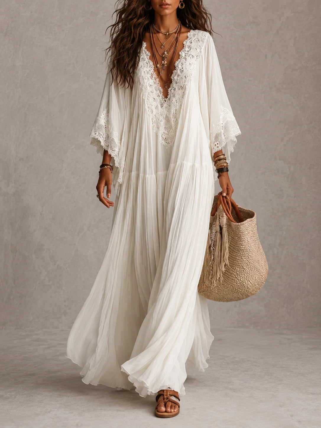 Amalia | Vestido largo bohemio con encaje