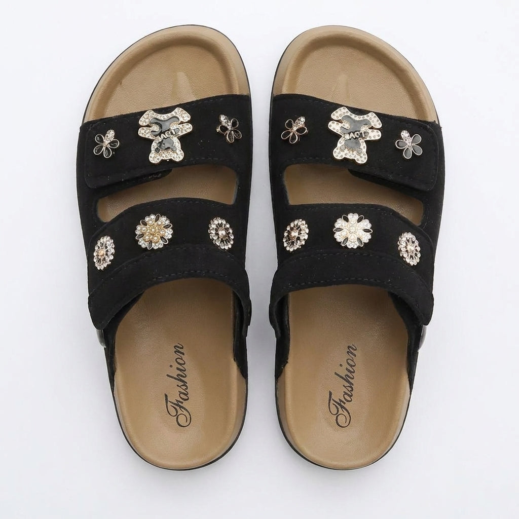 Sandalias de Doble Hebilla con Plataforma y Pines Decorativos