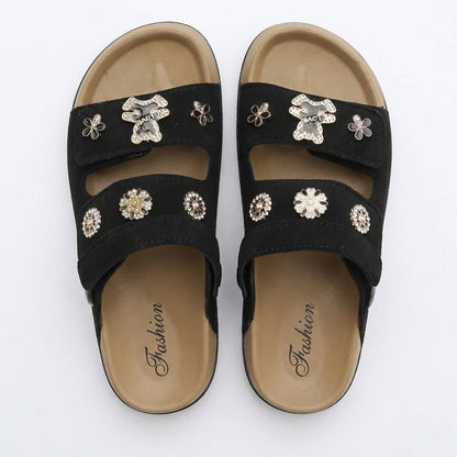 Sandalias de Doble Hebilla con Plataforma y Pines Decorativos