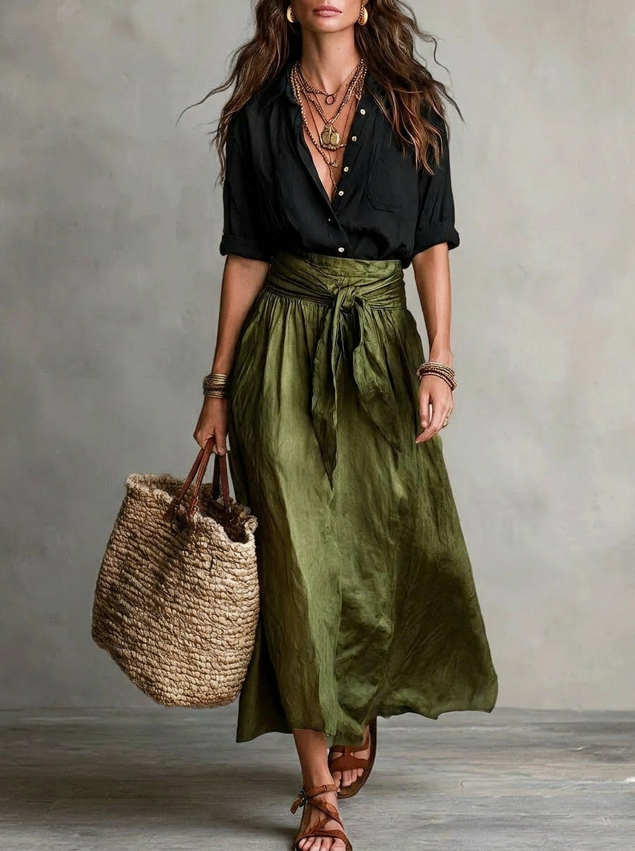 Sofía | Conjunto bohemio elegante de falda y blusa fluida