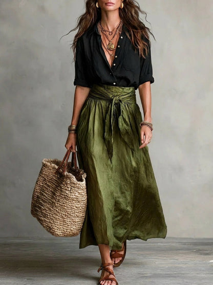 Sofía | Conjunto bohemio elegante de falda y blusa fluida