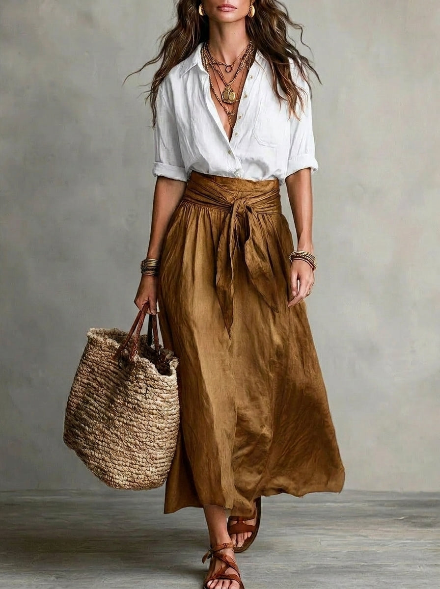 Sofía | Conjunto bohemio elegante de falda y blusa fluida