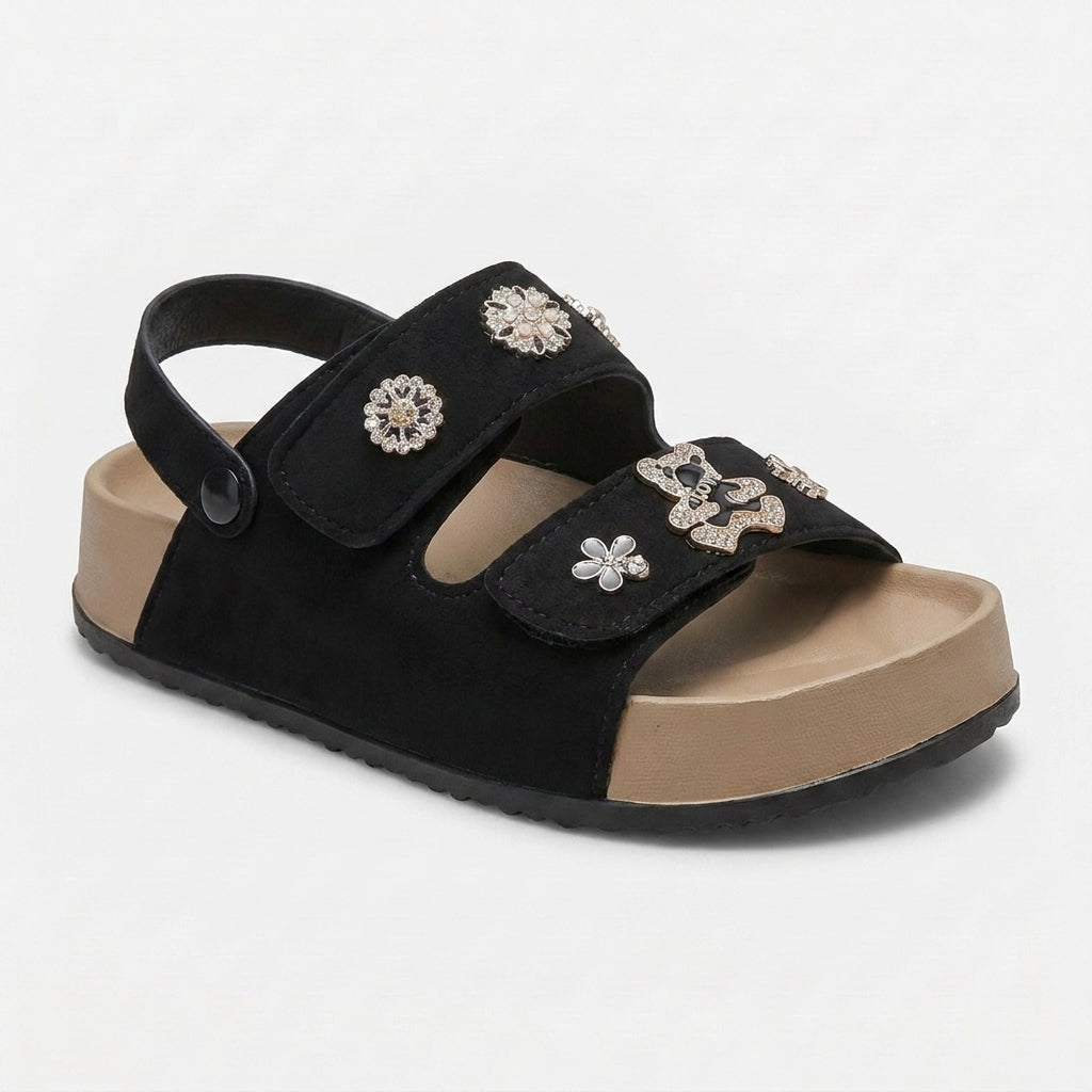 Sandalias de Doble Hebilla con Plataforma y Pines Decorativos