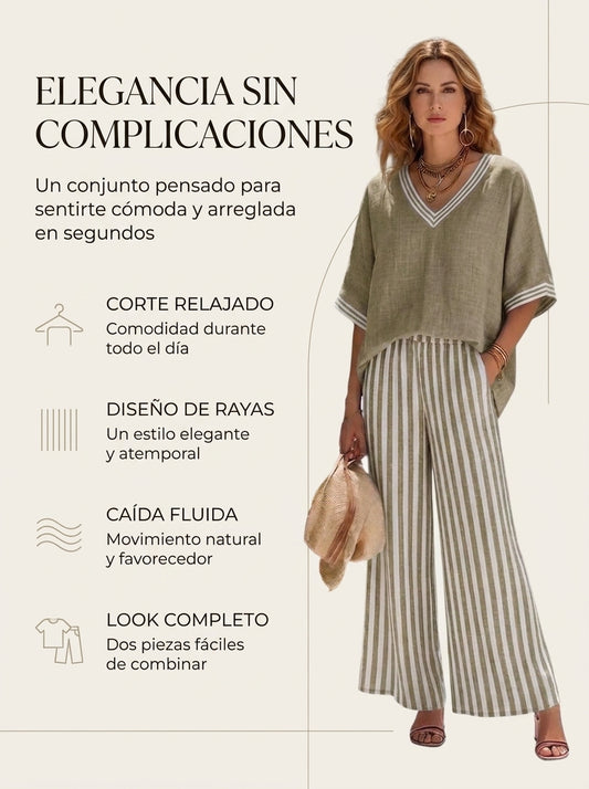 Amalia | Conjunto de Rayas Elegante y Casual