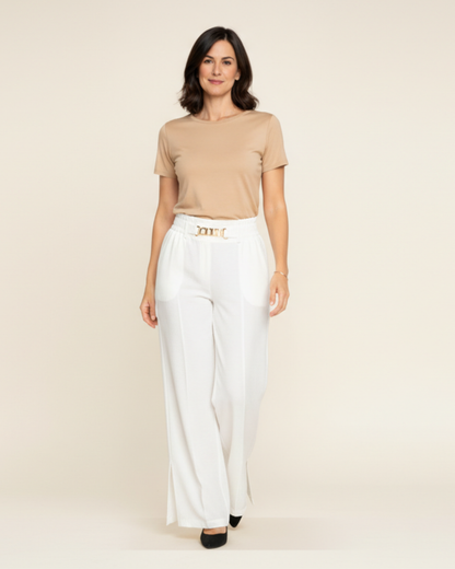 Siena – Pantalones anchos de cintura alta con detalle de cinturón