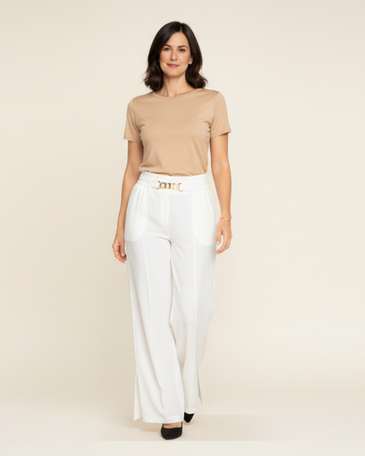 Siena – Pantalones anchos de cintura alta con detalle de cinturón