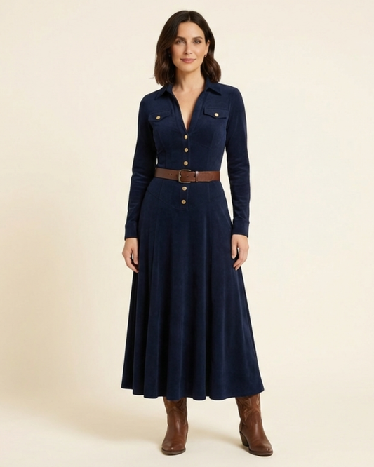 Mila – Vestido largo efecto ante