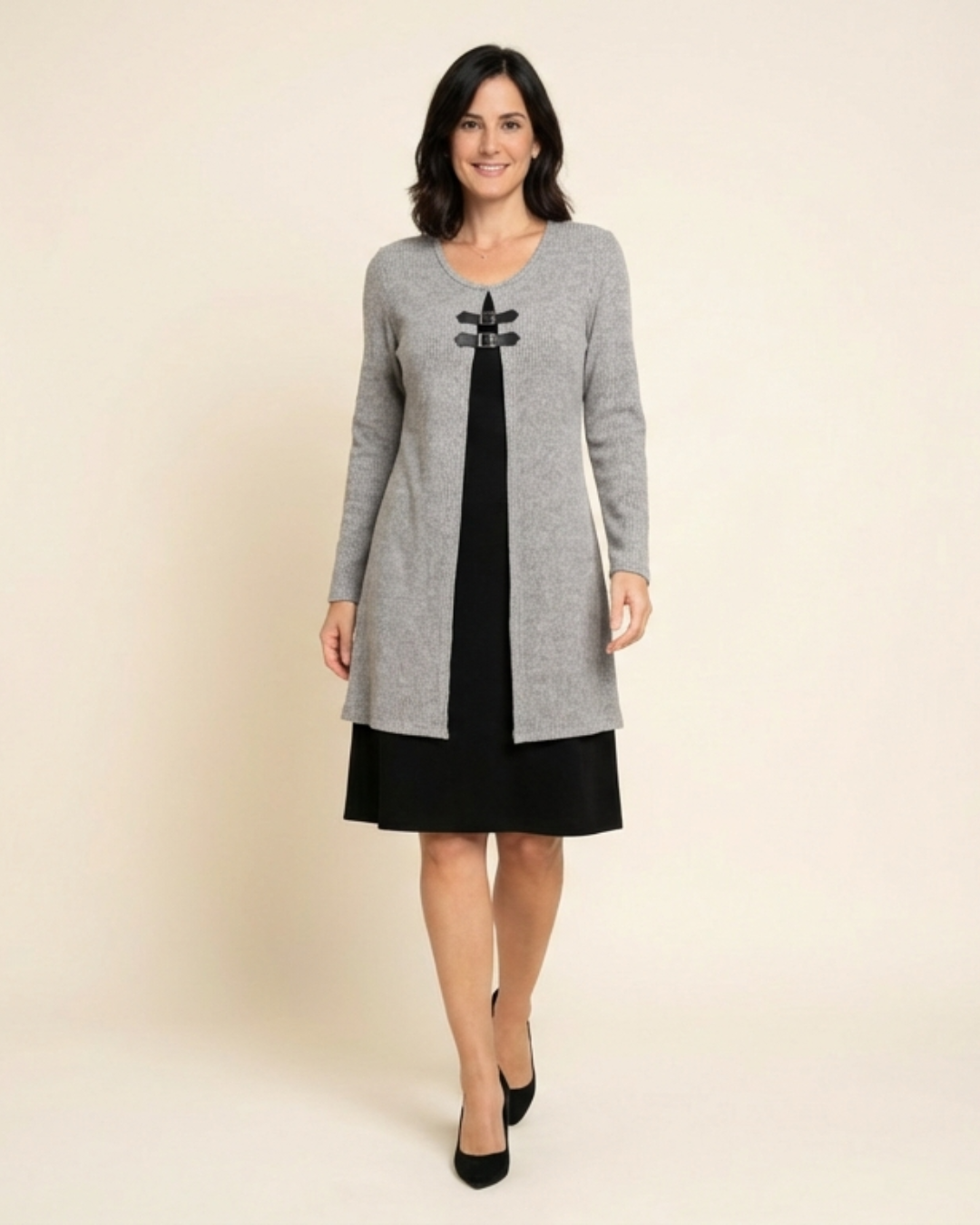 Clara - Vestido en línea A con efecto dos piezas