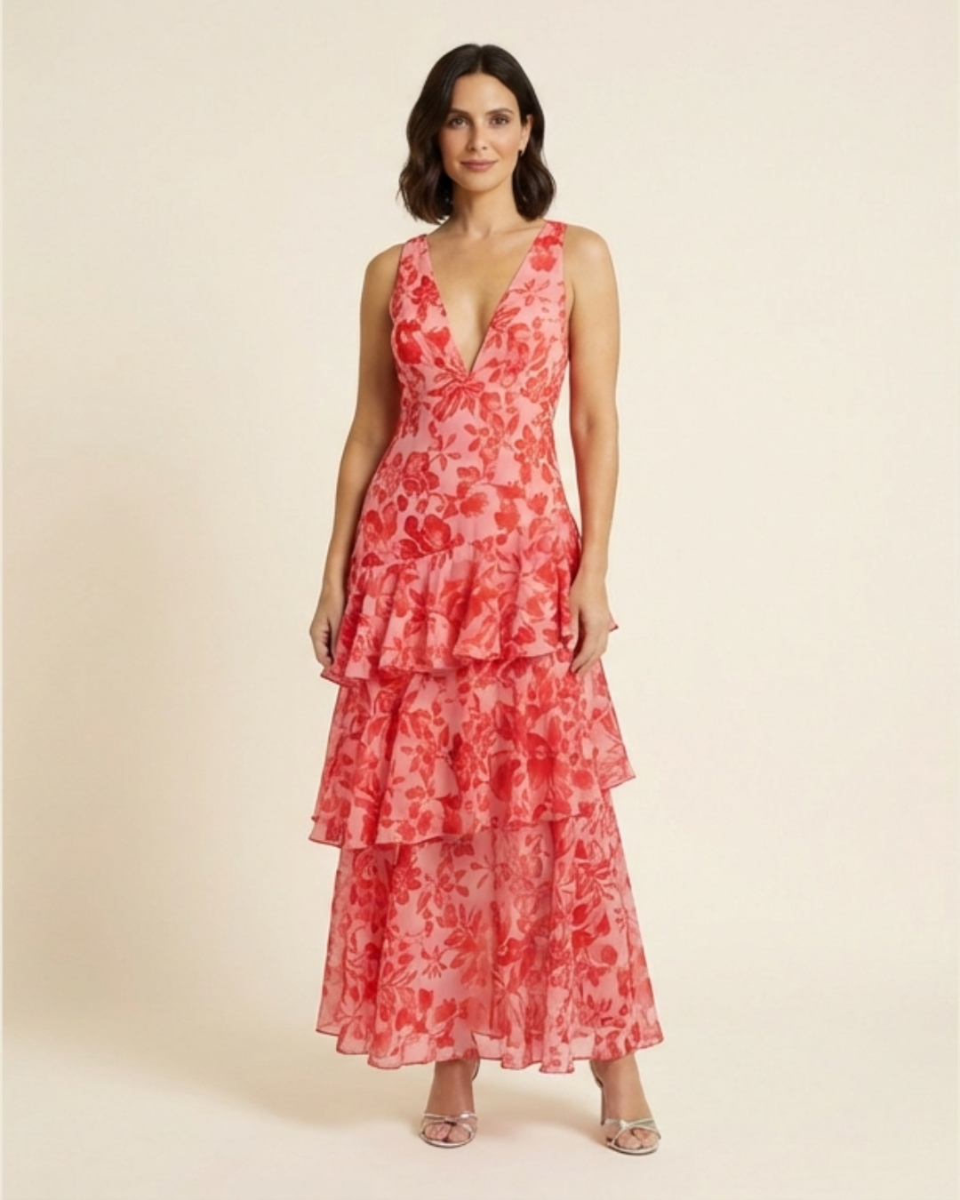 Maya - Vestido largo floral con volantes