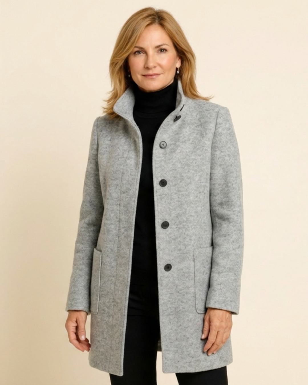 Victoria - Abrigo con botones y cuello alto