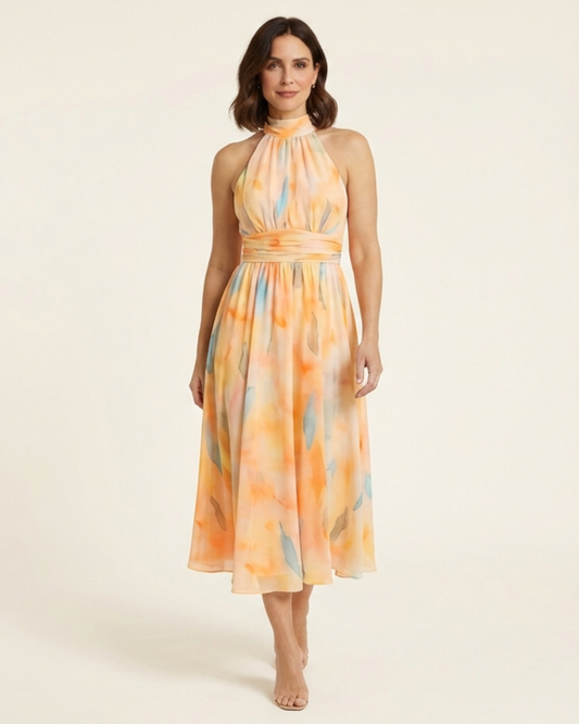 Nora - Vestido Largo con Estampado Acuarela