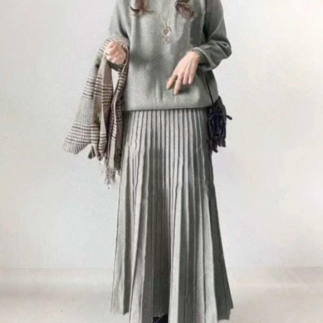 Amalia - Conjunto de blusa y falda plisada