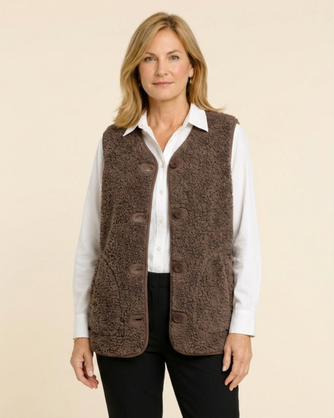 Inés - Chaleco abotonado tipo borreguito