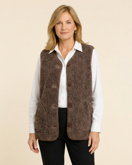 Inés - Chaleco abotonado tipo borreguito