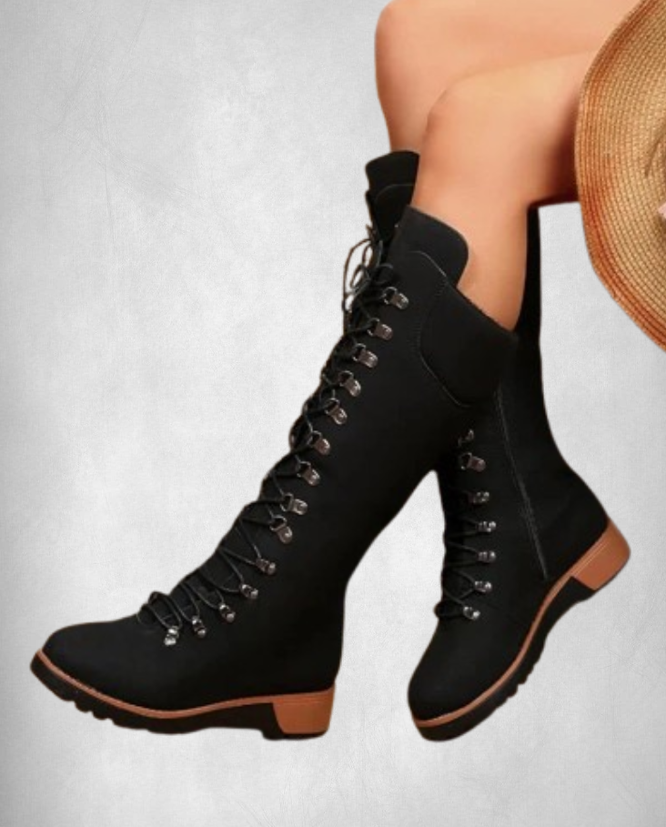 Lucía | Botas altas con cordones y cremallera lateral