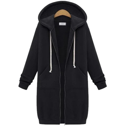 Mariona – Sudadera larga con capucha y cremallera