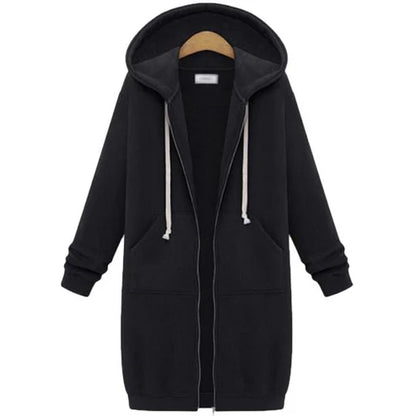 Mariona – Sudadera larga con capucha y cremallera