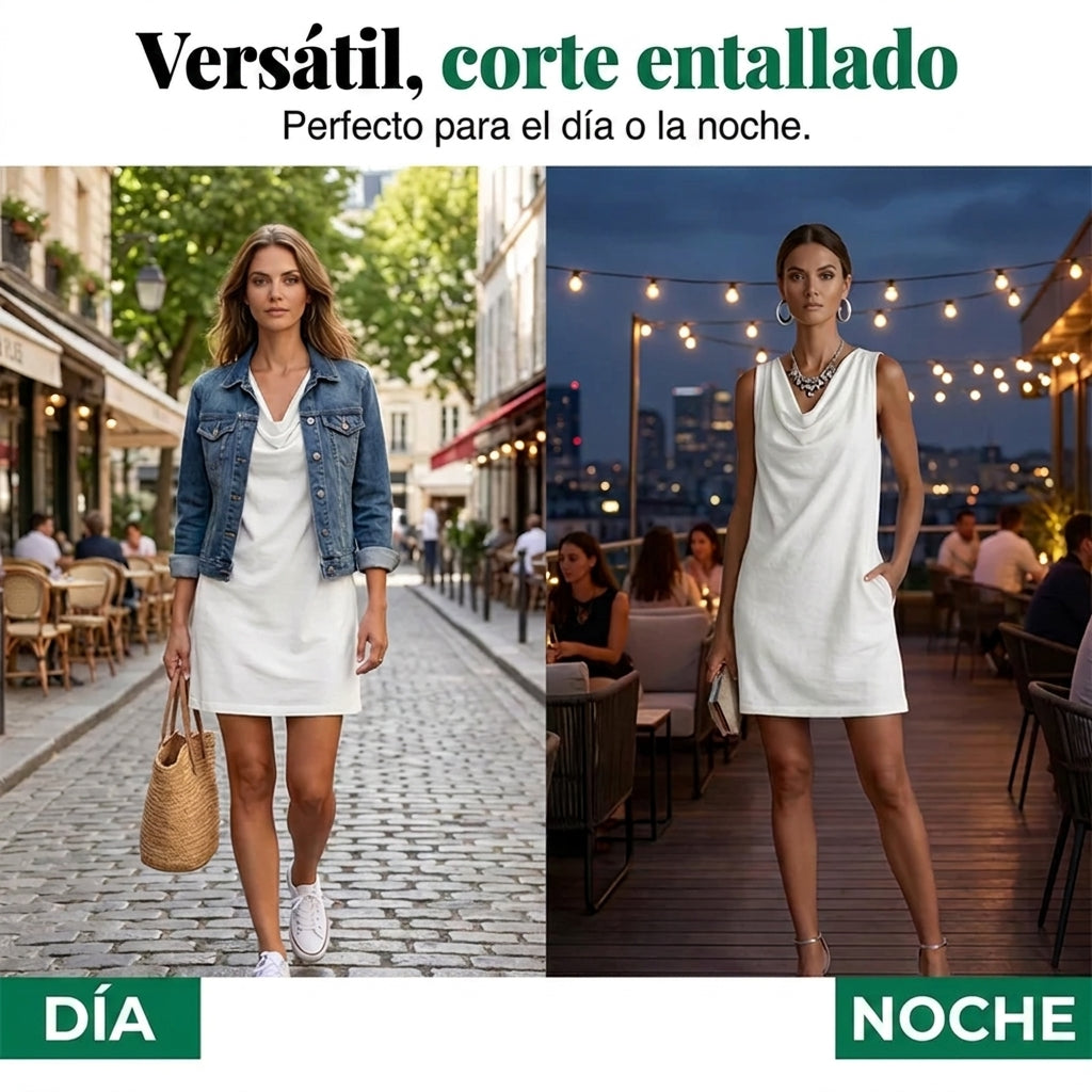 Noa - Vestido elegante con escote drapeado