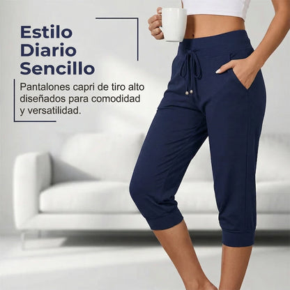 Tamara – Pantalones capri con cordón en la cintura