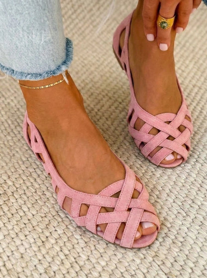 Nina - Sandalias planas con puntera abierta y tejido trenzado