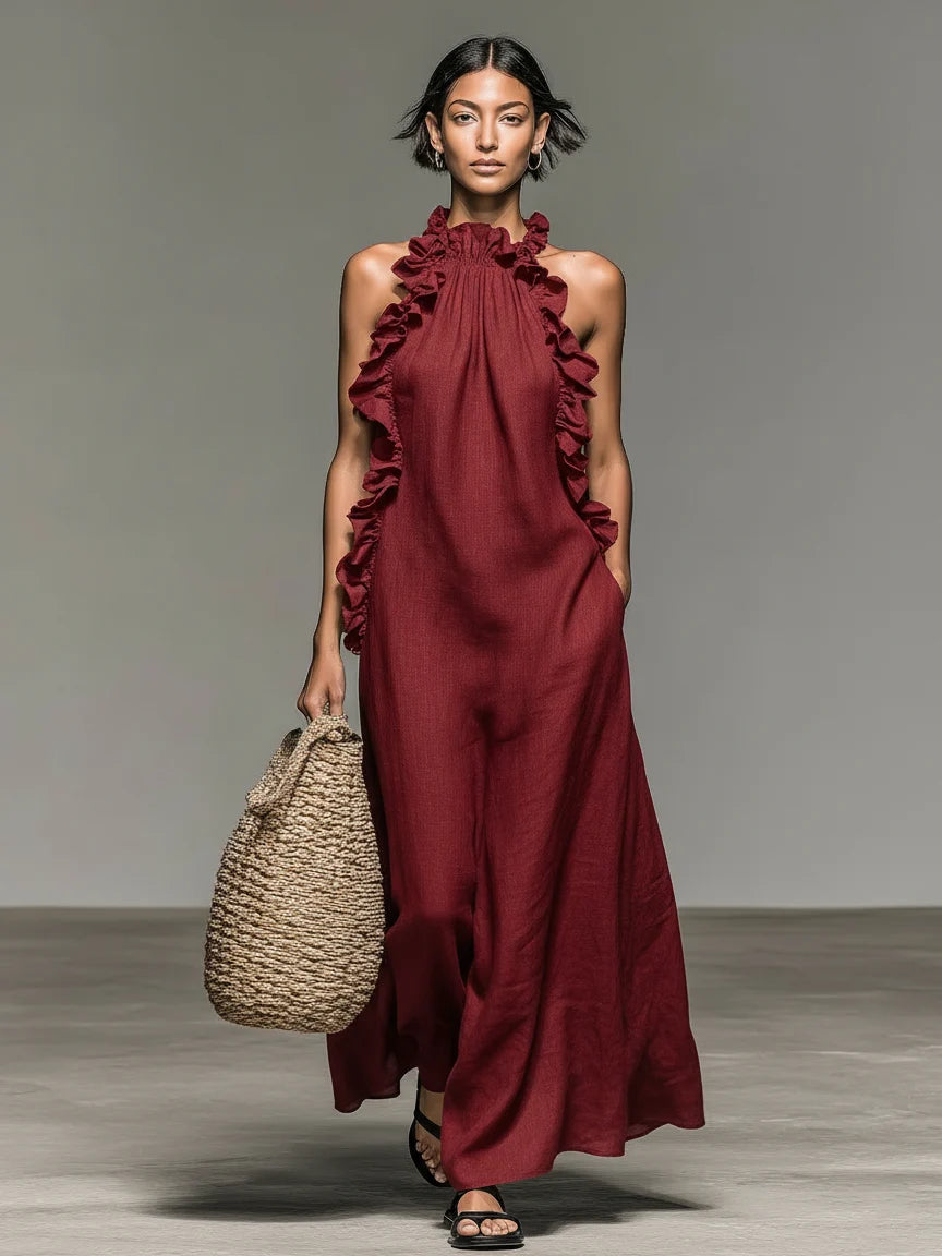 Lúa – Vestido maxi fluido con volantes