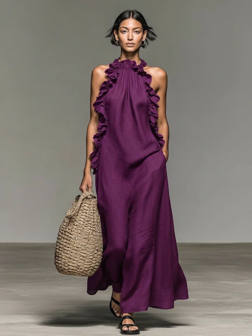 Lúa – Vestido maxi fluido con volantes