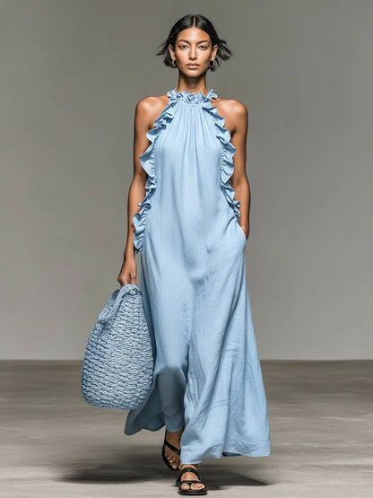 Lúa – Vestido maxi fluido con volantes