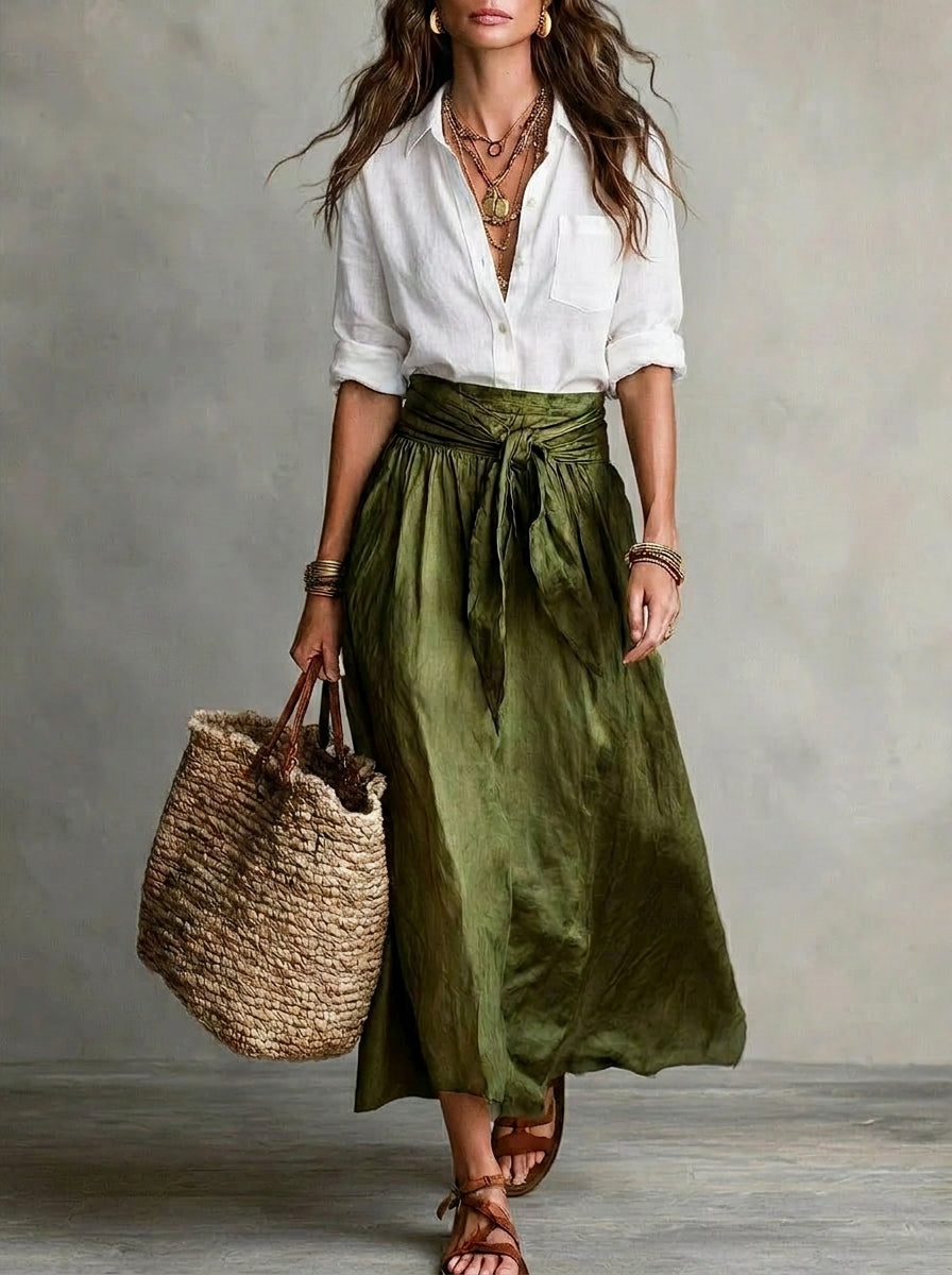 Sofía | Conjunto bohemio elegante de falda y blusa fluida