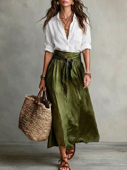 Sofía | Conjunto bohemio elegante de falda y blusa fluida