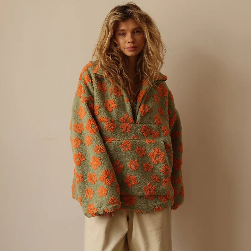 Lidia - Sudadera polar con estampado floral