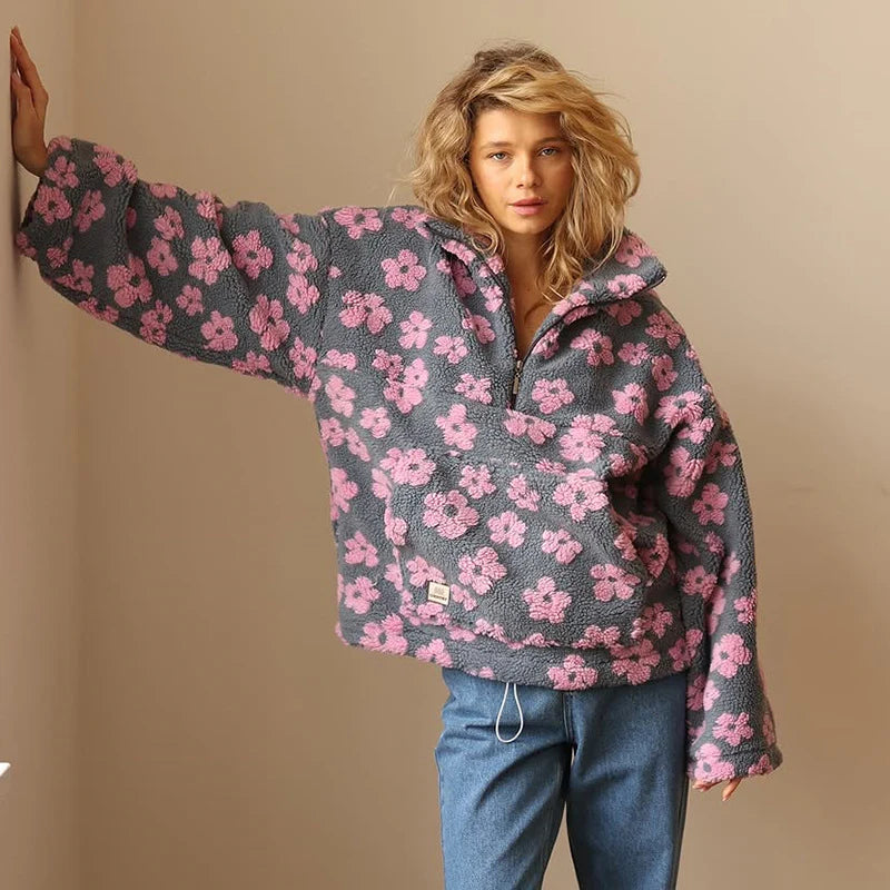 Lidia - Sudadera polar con estampado floral