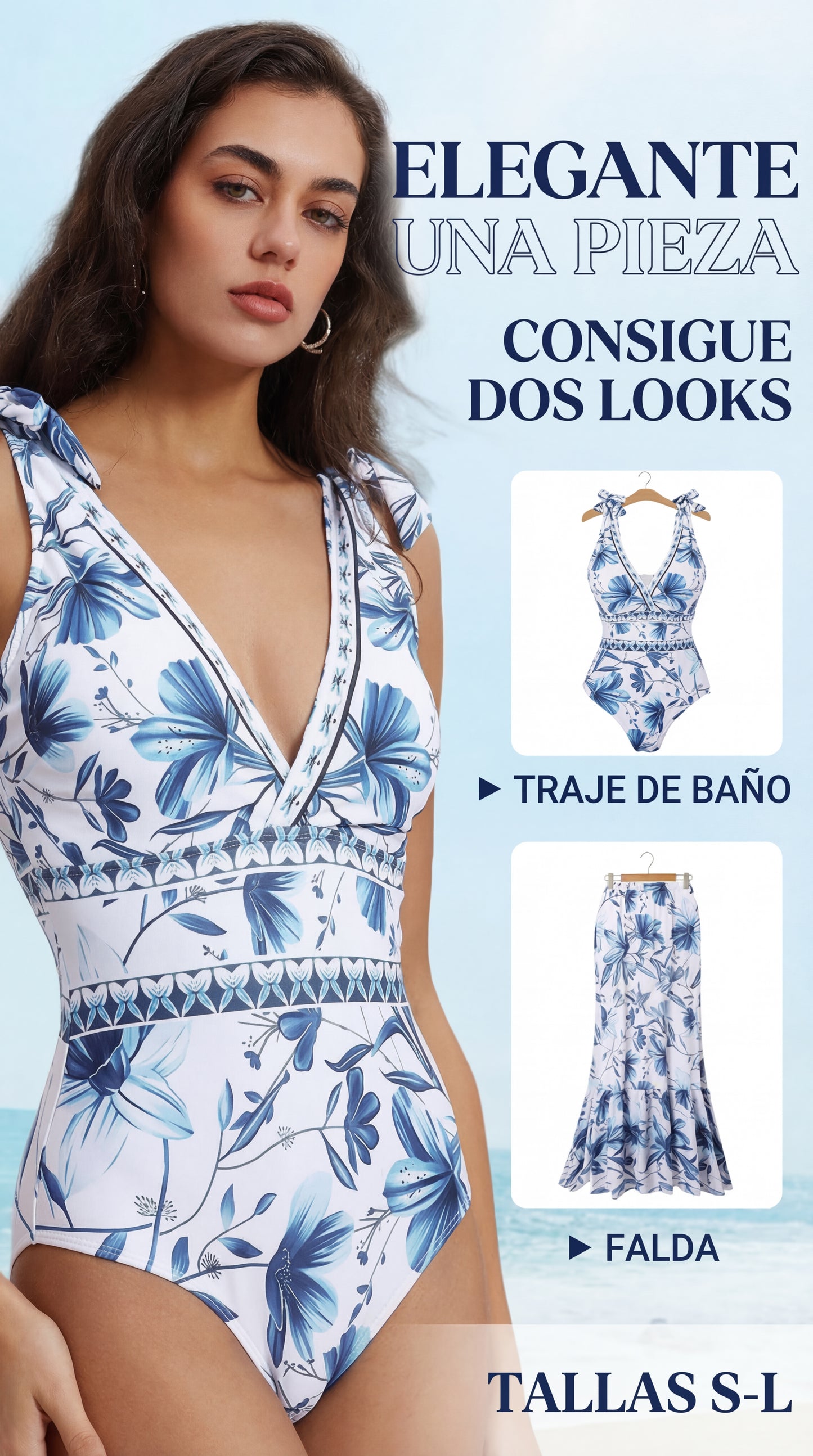 Carla - bañador con estampado y falda